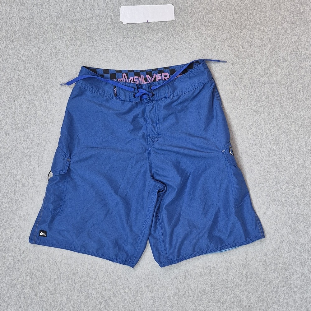 Quiksilver Men Shorts 30 Blue Cargo Swimwear Board Shorts Logo Y2K